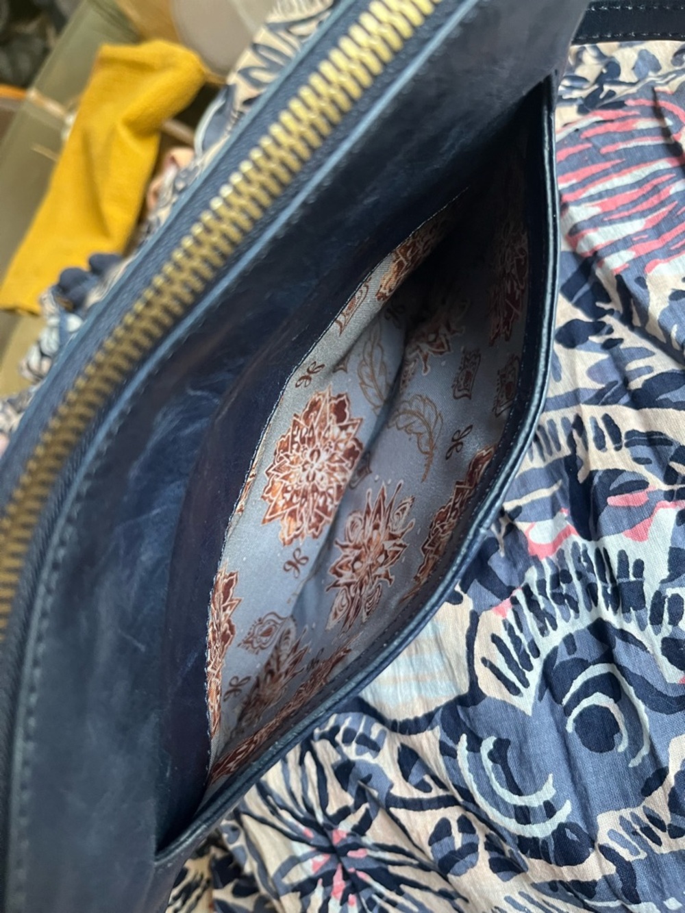 HOBO Navy Leather Crossbody with Gold Zippers - Picture 9 of 10